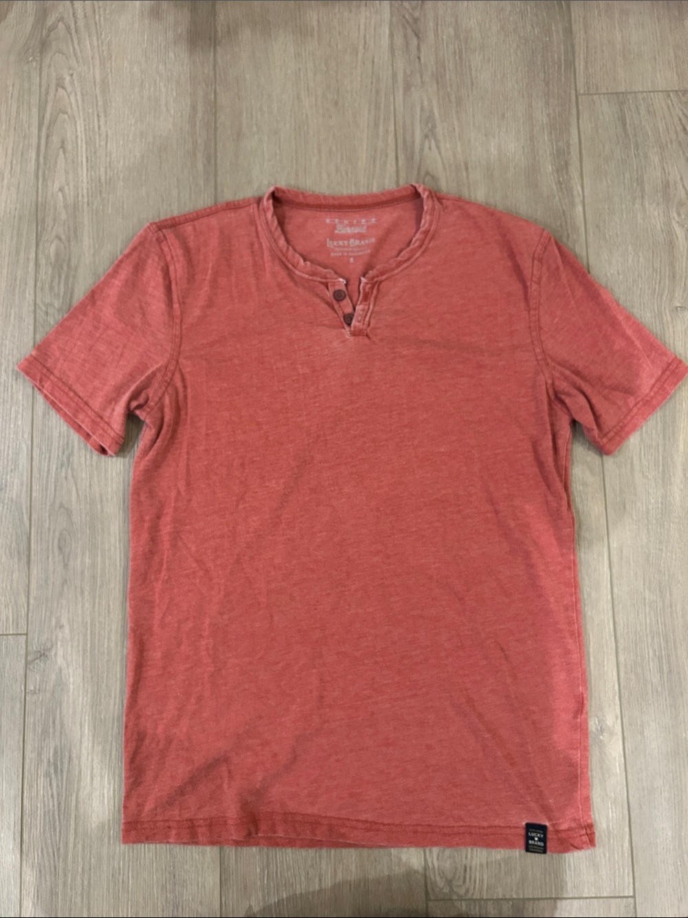 Lucky Brand Red Short Sleeve Henley Tee